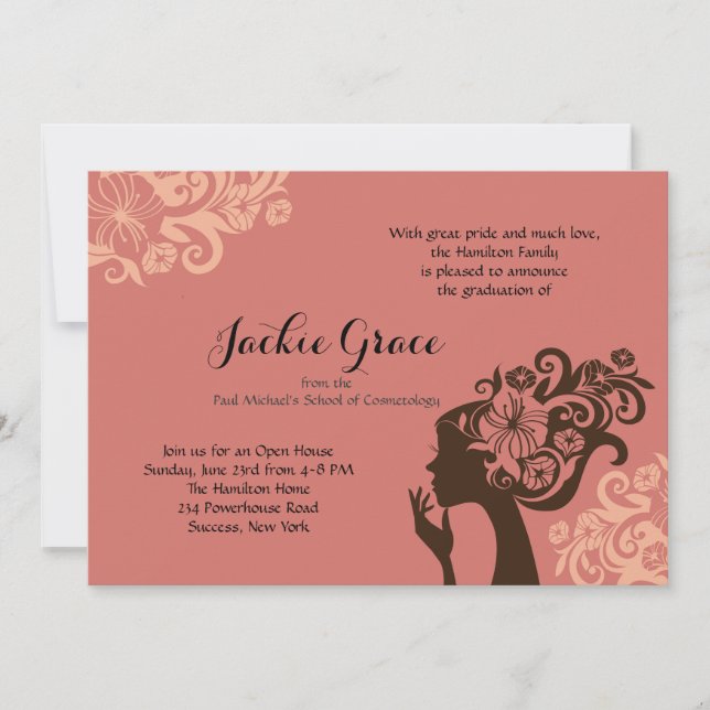 Cosmetology Silhouette Graduation Invitation (Front)