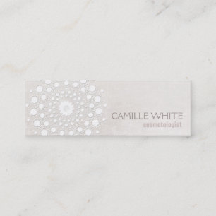 Cosmetology White Circle Ivory Texture Elegant Spa Mini Business Card