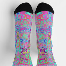 Cosmic Abstract Aqua and Hot Pink Retro Ripples