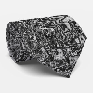 Cosmic Abstract Black and White Retro Ripples Tie