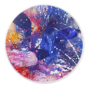 Cosmic Abstract Cat Dreamscape Ceramic Knob
