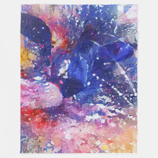 Cosmic Abstract Cat Dreamscape Fleece Blanket