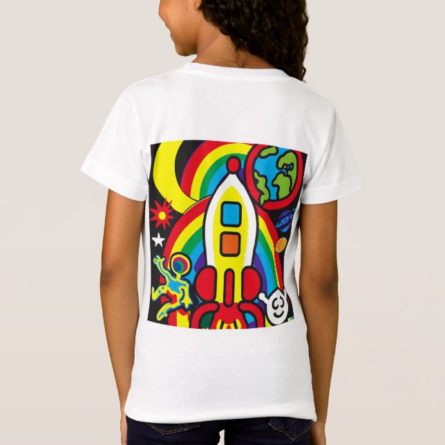 Cosmic Adventure: Rainbow Rocket Launch T-Shirt (Back)