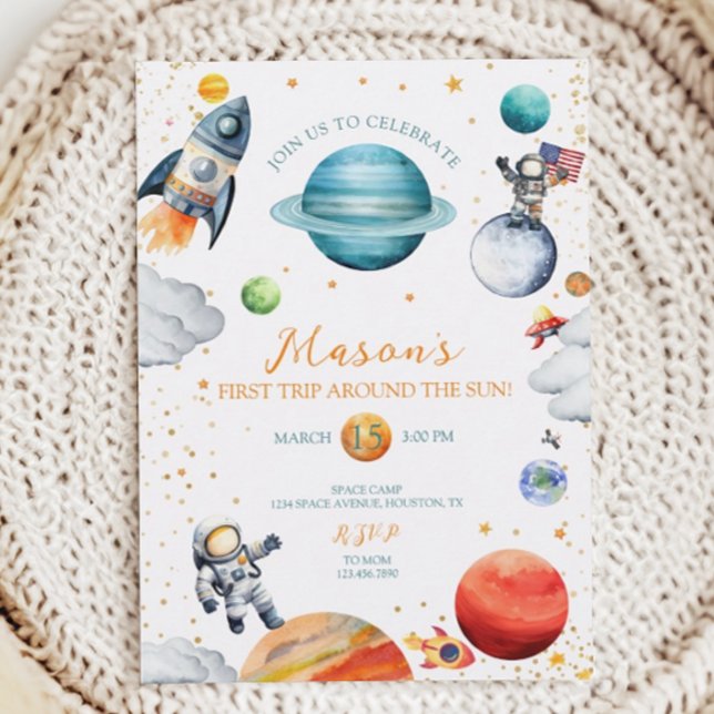 Cosmic Adventure Watercolor Space Birthday Invitation (Creator Uploaded)