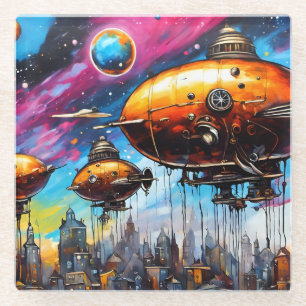 Cosmic Airship Glass Coaster
