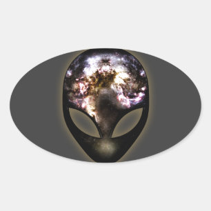 Cosmic Alien Oval Sticker