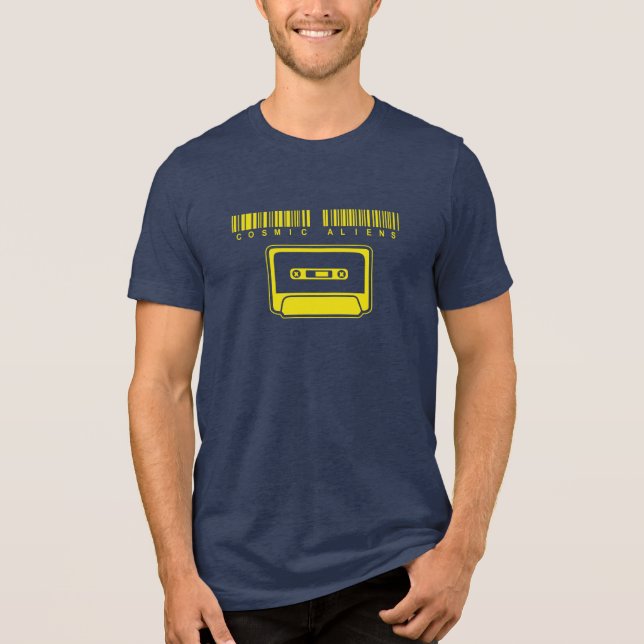 Cosmic Aliens Navy & Yellow Tri-Blend Shirt (Front)