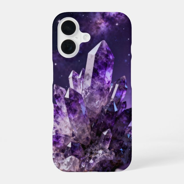 Cosmic Amethyst Crystal Cluster iPhone 16 Case (Back)