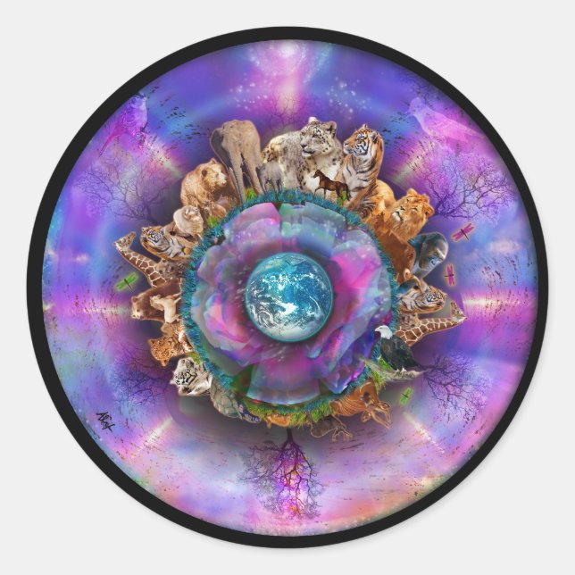 Cosmic Animals Classic Round Sticker (Front)