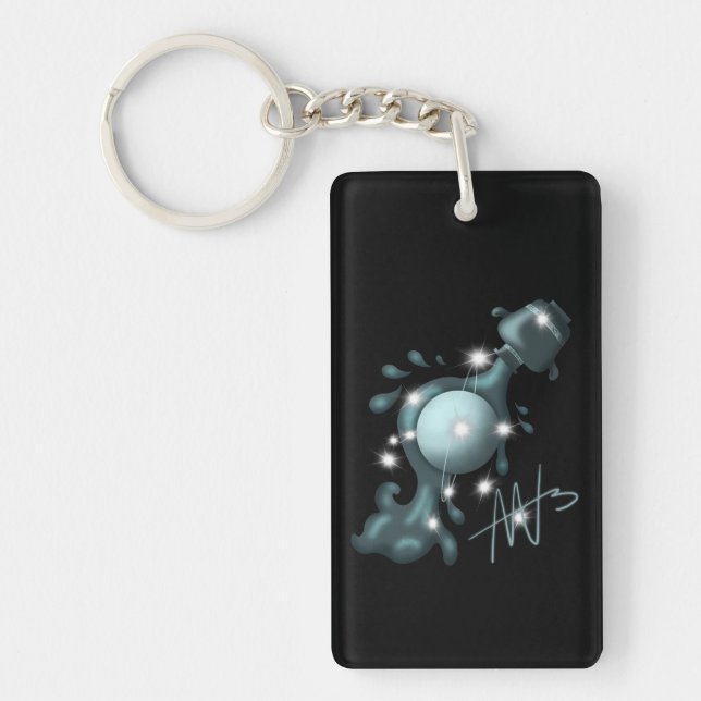 Cosmic Aquarius Uranus Zodiac Key Ring (Front)