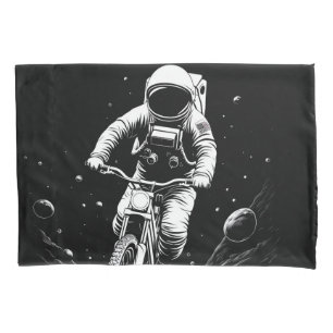 Cosmic Astronaut Bike Ride Space Adventure Pillowcase