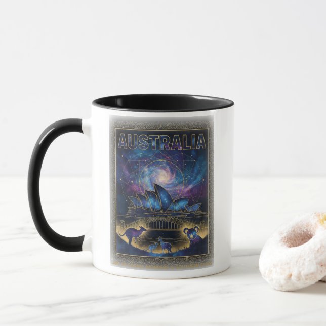 Cosmic Australia Sydney Celestial Art Mug (With Donut)