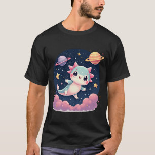 Cosmic Axolotl Space Adventure - Kawaii Galaxy and T-Shirt