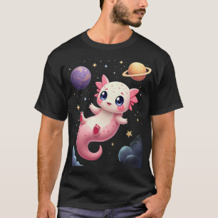 Cosmic Axolotl Space Cat Galaxy T-Shirt