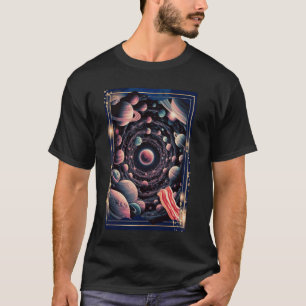 Cosmic Bacon Adventure Surreal Planets Art Space L T-Shirt