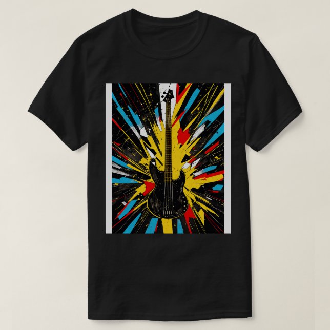 Cosmic Bass Riff Shattering Musical Dimensions for T-Shirt (Design Front)