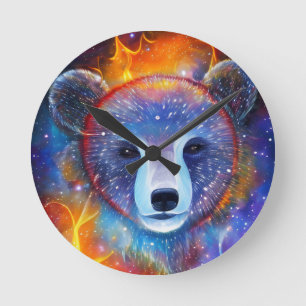 Cosmic Bear  Round Clock