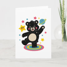 Cosmic Bear with Stars and Planets - Cute Space