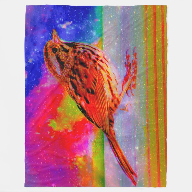 Cosmic Bird Dreamscape Art Print" Fleece Blanket (Front)