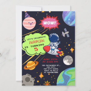 Cosmic Birthday Adventure with Astronaut Invitation