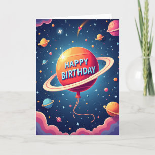 Cosmic Birthday Balloon Card