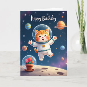 Cosmic Birthday Cat Card