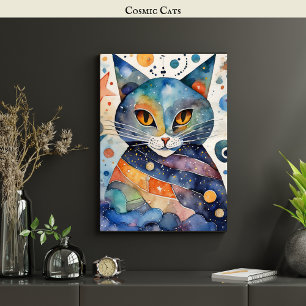 Cosmic Black Cat Art Celestial Cat Magic Spirit Poster