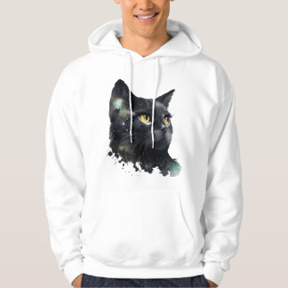 Cosmic Black Cat Watercolor T-Shirt – Artistic Gal Hoodie