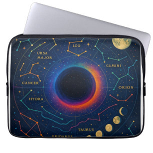 Cosmic Black Hole & Constellations Art - Celestial Laptop Sleeve