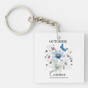 Cosmic Bloom Charm October Birth Flower Keychain