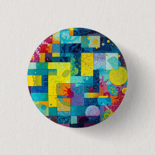 Cosmic Bloom Garden: Abstract Mosaic of Dreams 3 Cm Round Badge