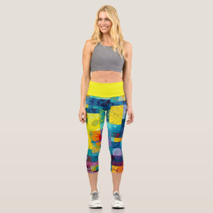 Cosmic Bloom Garden: Abstract Mosaic of Dreams Capri Leggings
