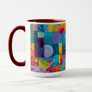 Cosmic Bloom Garden: Abstract Mosaic of Dreams Mug