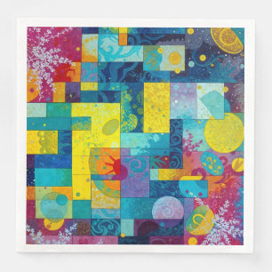 Cosmic Bloom Garden: Abstract Mosaic of Dreams Napkin