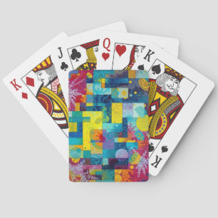 Cosmic Bloom Garden: Abstract Mosaic of Dreams Playing Cards