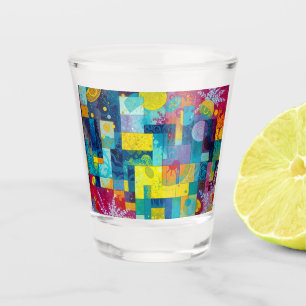 Cosmic Bloom Garden: Abstract Mosaic of Dreams Shot Glass