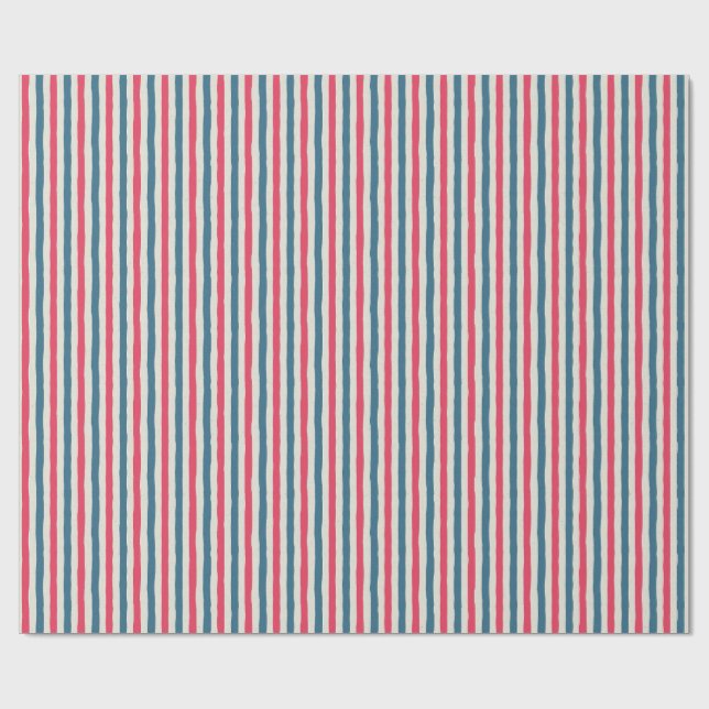 Cosmic Bloom Stripes Wrapping Paper (Flat)
