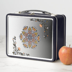 Cosmic Blossom – Mystical Floral Artwork Metal Lunch Box