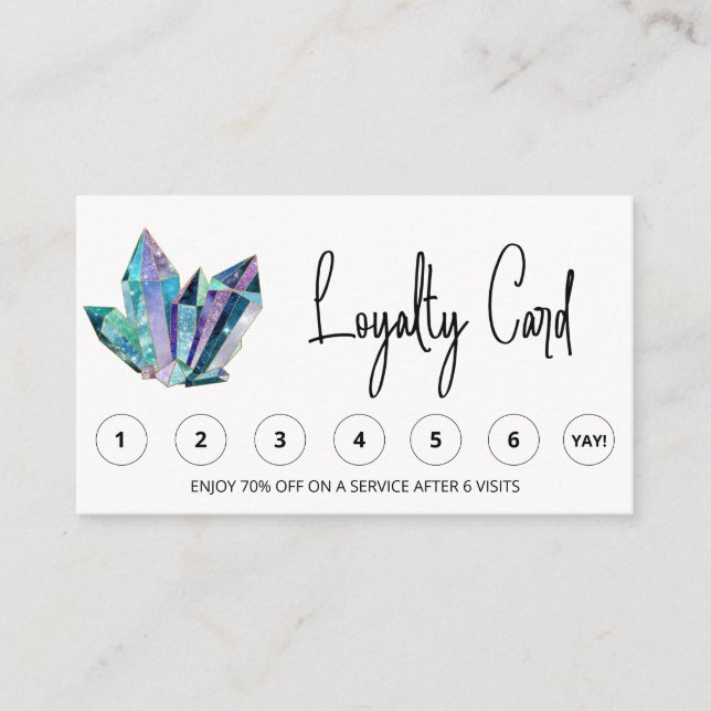 *~* Cosmic Blue Crystals QR LOGO Rewards Thank you Loyalty Card (Front)