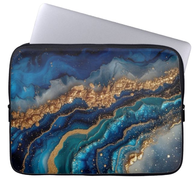 Cosmic Blue Laptop Bag with Galaxy Design (Front)