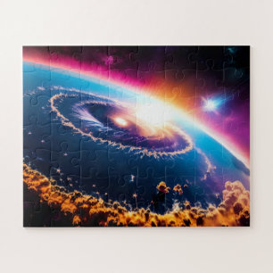 Cosmic Blue Purple Galactic Nebula Storm Clouds Jigsaw Puzzle