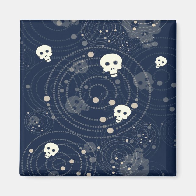 Cosmic Blue Skull Silhouette Pattern Magnet (Front)