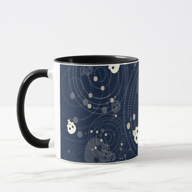 Cosmic Blue Skull Silhouette Pattern Mug (Left)