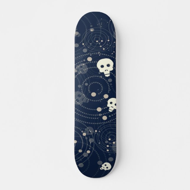 Cosmic Blue Skull Silhouette Pattern Skateboard (Front)