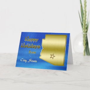 Cosmic Blue Sky Arizona Map Custom Holiday Card