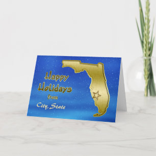 Cosmic Blue Sky Florida Map Custom Holiday Card