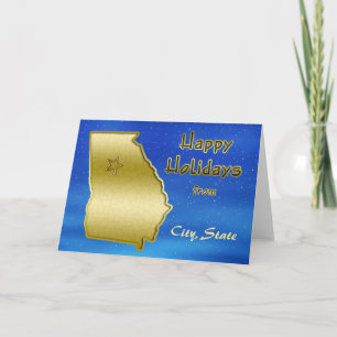 Cosmic Blue Sky Georgia Map Custom Holiday Card
