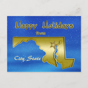 Cosmic Blue Sky Maryland Map Custom Postcard
