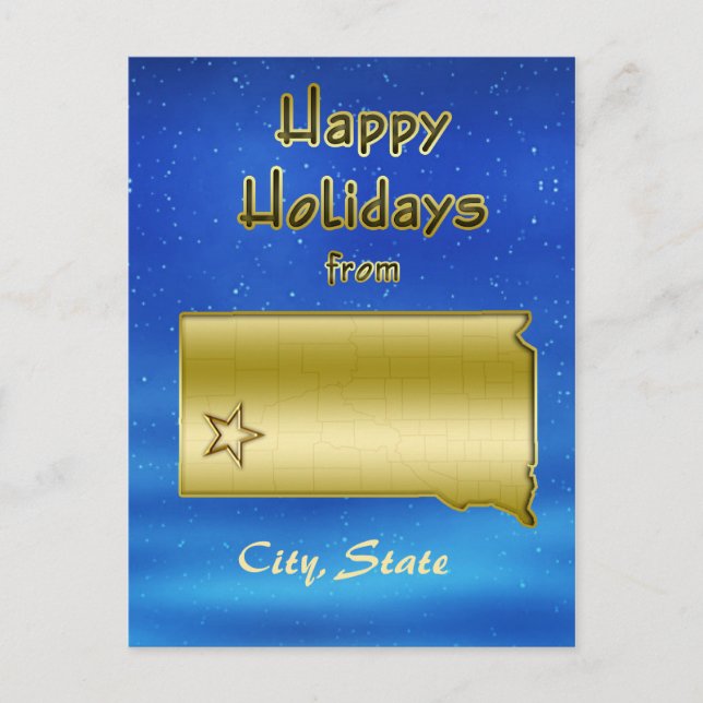 Cosmic Blue Sky South Dakota Map Custom Postcard (Front)