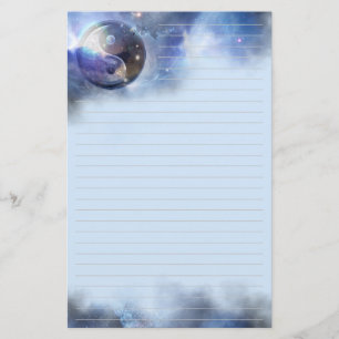 Cosmic Blue Yin Yang Lined Stationery